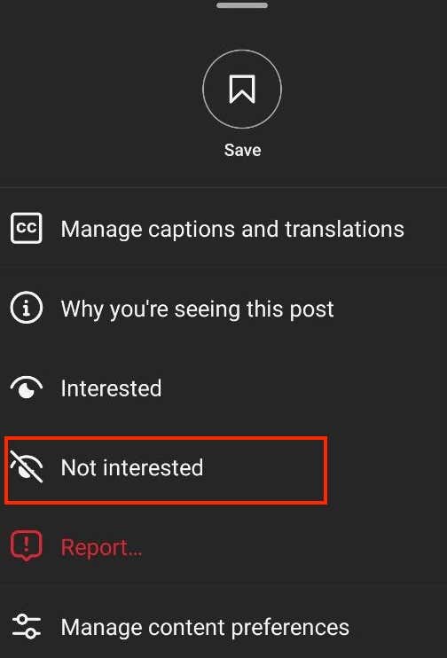 08_mark as not interested - Online Tech Tips Screenshot of how to mark Reels as Not Interested - 08_mark as not interested