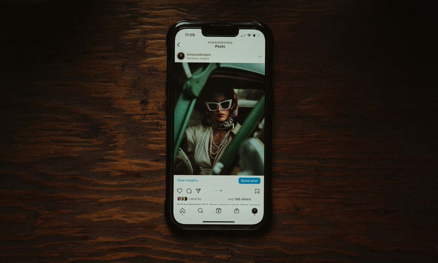 An iPhone showing an Instagram carousel post