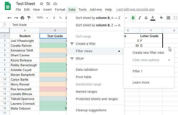Sort by Color in Google Sheets image 2 - create-new-filter-view