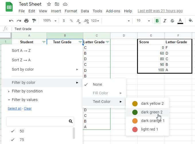 filter-text-color - Online Tech Tips Filter by Text Color in Google Sheets image 2 - filter-text-color