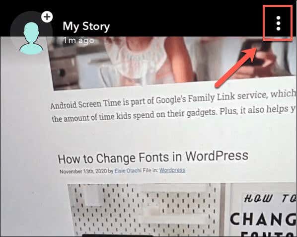 Snapchat-Story-Video-Menu-Icon - Online Tech Tips How to Save Your Own Snapchat Story Videos image 5 - Snapchat-Story-Video-Menu-Icon