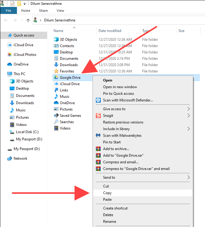 03-Copy-Google-Drive-Folder - Online Tech Tips Method 2: Quit Backup and Sync and Relocate Google Drive Folder image 2 - 03-Copy-Google-Drive-Folder