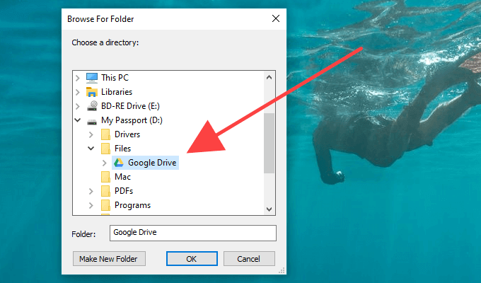 05-Select-New-Location - Online Tech Tips Method 2: Quit Backup and Sync and Relocate Google Drive Folder image 4 - 05-Select-New-Location