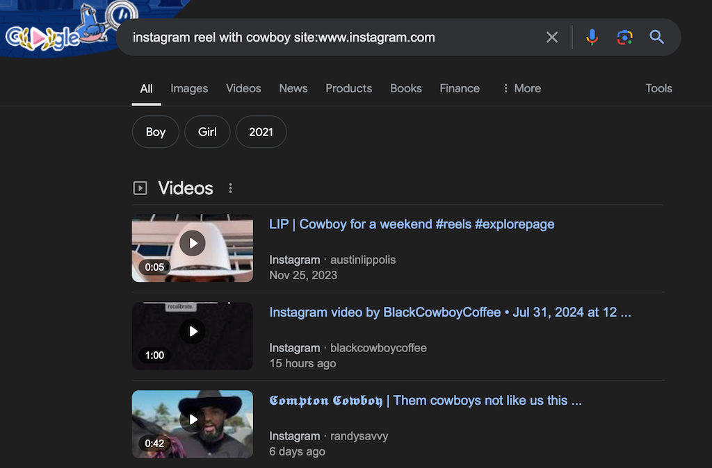 06_google a reel example - Online Tech Tips Screenshot of Google search for Instagram Reel - 06_google a reel example