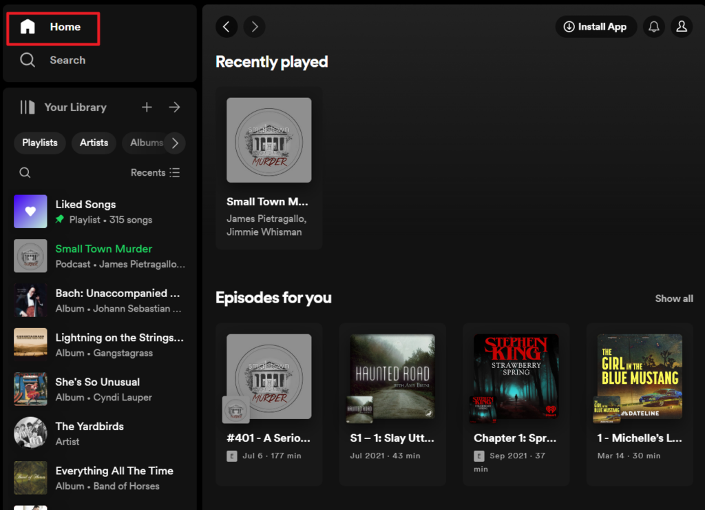 2023-10-10-3 - Online Tech Tips Spotify Web Player home page - 2023-10-10-3
