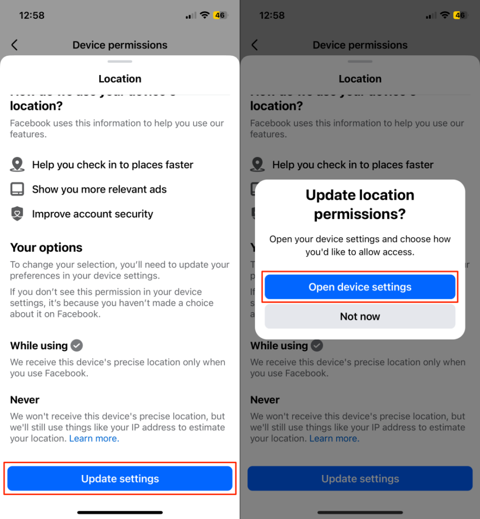 facebook-location-17 - Online Tech Tips Steps to change Facebook location permissions on iPhone - facebook-location-17