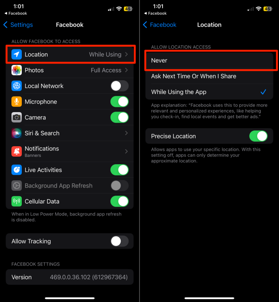 facebook-location-18 - Online Tech Tips Steps to turn off location permission for Facebook on iPhone - facebook-location-18