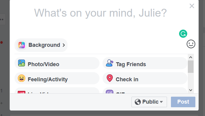grammarly-icon-bottom-on-FB-post - Online Tech Tips Use The Grammarly App To Check Facebook Posts image - grammarly-icon-bottom-on-FB-post