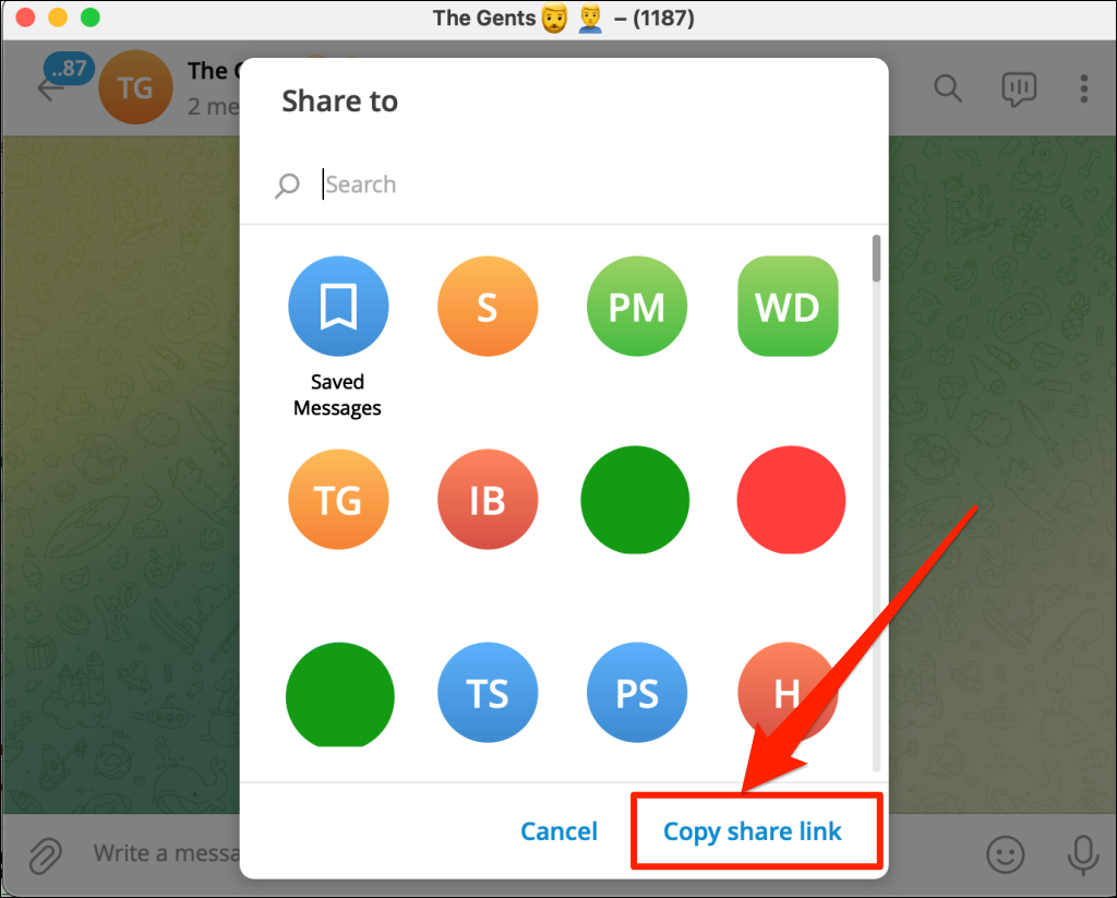 image - Online Tech Tips "Copy share link" option for a Telegram group chat - image