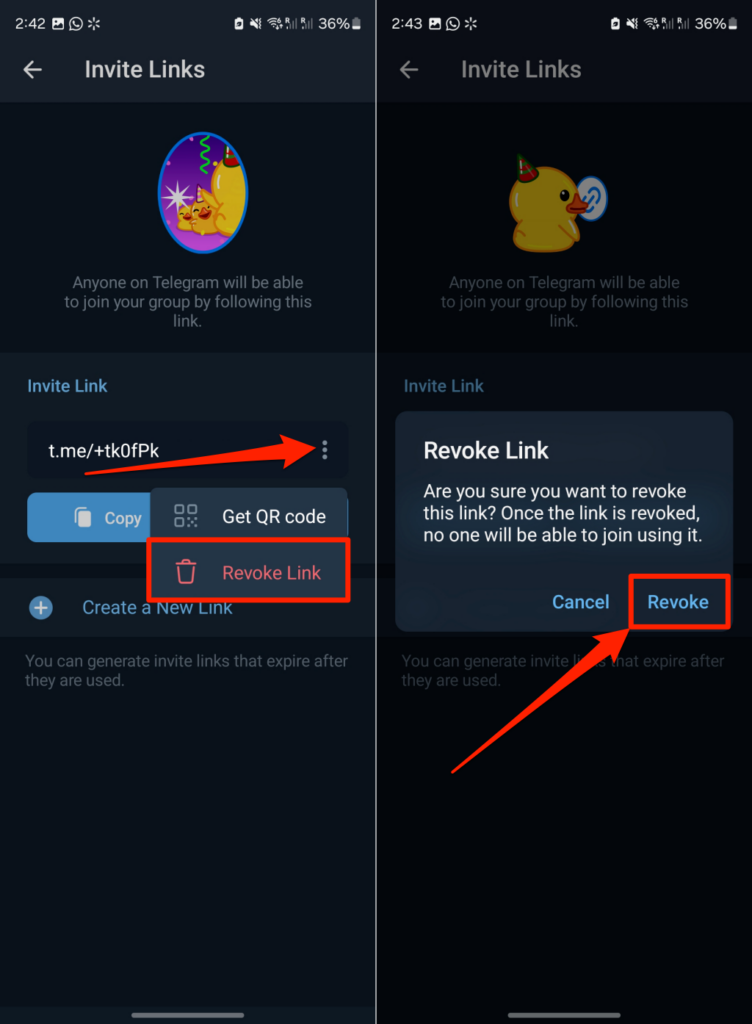 image - Online Tech Tips Steps to revoke group link in the Telegram Android app - image