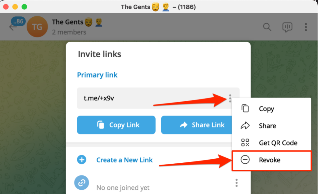 image - Online Tech Tips Steps to revoke group link in Telegram for Mac - image