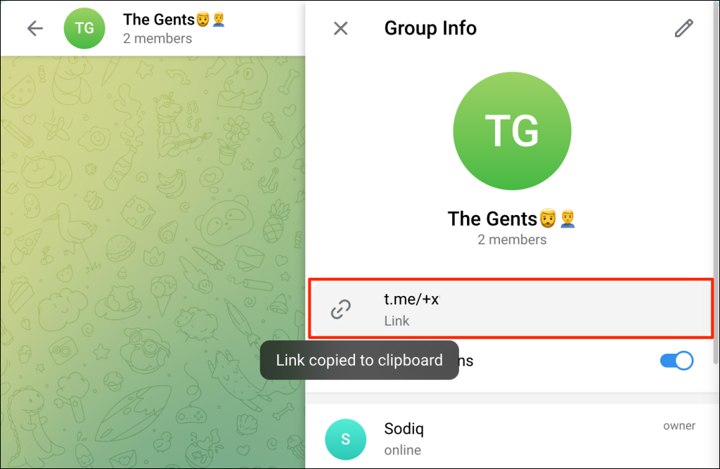 image - Online Tech Tips Copying a group invite link on Telegram Web - image