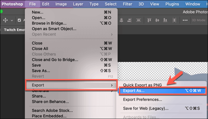 Photoshop-Export-As - Online Tech Tips How to Make Twitch Emotes Using Photoshop image 4 - Photoshop-Export-As