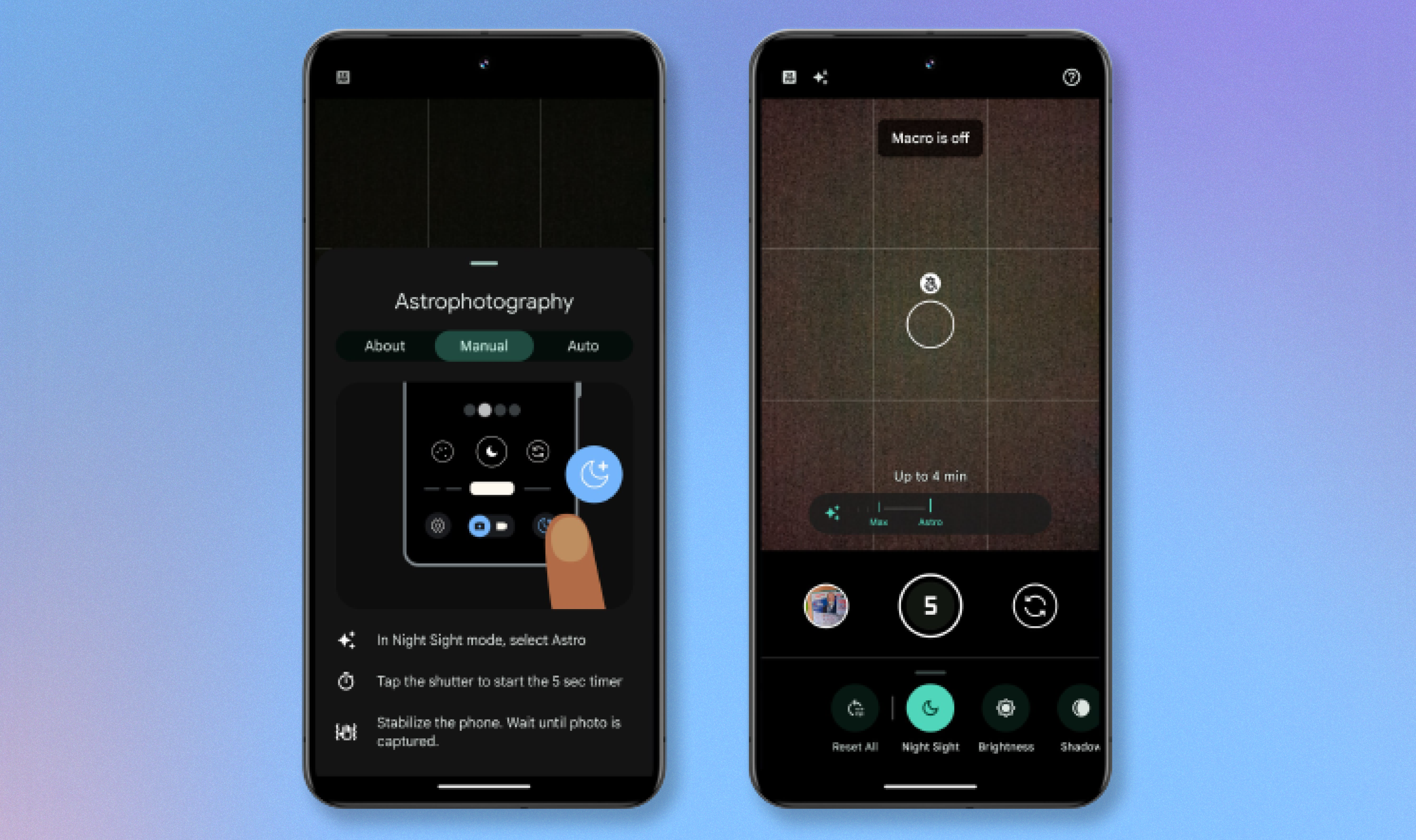 Manual Astrophotography mode in Pixel Camera