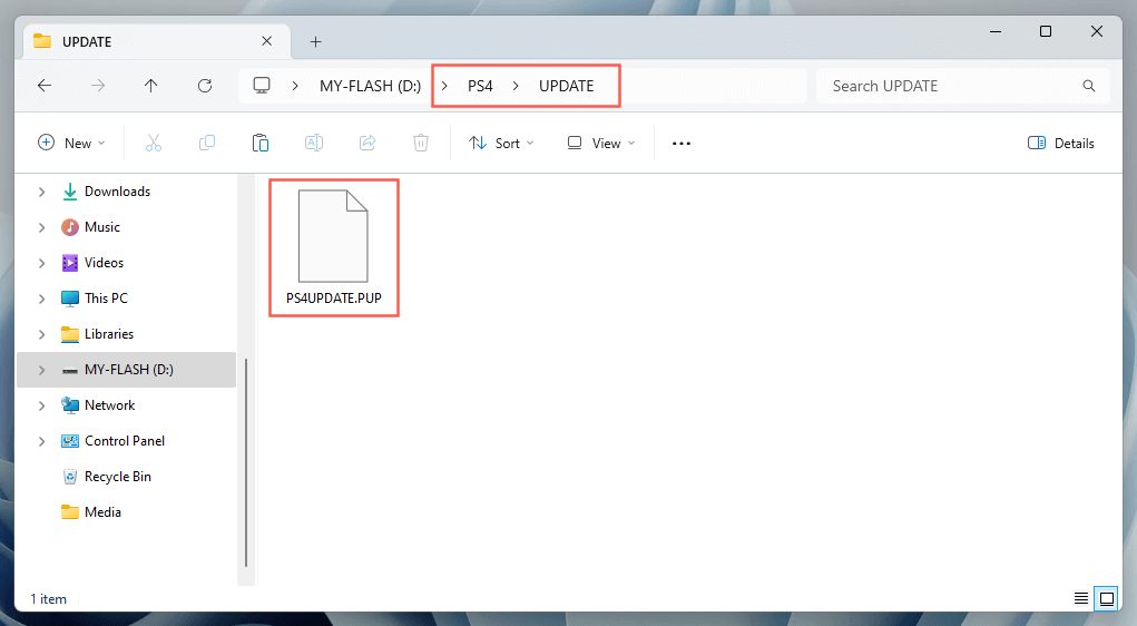 ps4-stuck-in-checking-system-storage-status-boot-loop-5-fixes-to-try-6 - Online Tech Tips The "PS4UPDATE.PUP" file highlighted on a flash drive. - ps4-stuck-in-checking-system-storage-status-boot-loop-5-fixes-to-try-6
