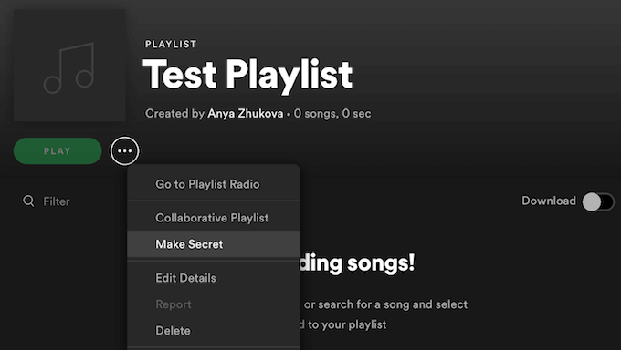 screenshot_spotify-secret-playlist - Online Tech Tips Hide Your Listening Habits Using Secret Playlist image - screenshot_spotify-secret-playlist