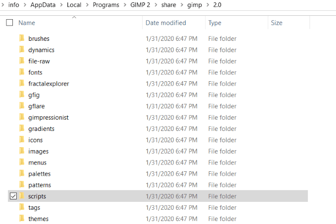 scripts-folder - Online Tech Tips Installing GIMP Plugins Manually image 4 - scripts-folder