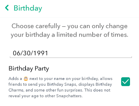 snapchat-birthday-option - Online Tech Tips Change Snapchat Settings image 3 - snapchat-birthday-option