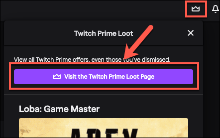 Twitch-Crown-Loot-Button - Online Tech Tips Claiming Twitch Prime Loot and Games image 2 - Twitch-Crown-Loot-Button
