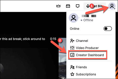 Twitch-Menu-Channel-Dashboard-Option - Online Tech Tips How to Add a New Twitch Emote image - Twitch-Menu-Channel-Dashboard-Option