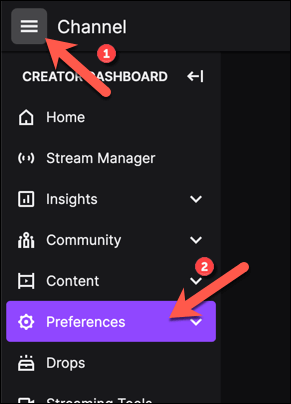 Twitch-Menu-Channel-Dashboard-Preferences-Option - Online Tech Tips How to Add a New Twitch Emote image 2 - Twitch-Menu-Channel-Dashboard-Preferences-Option