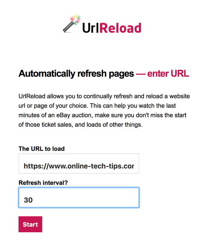 urlreload - Online Tech Tips Refresh Web Pages Automatically Using An Online Tool image - urlreload
